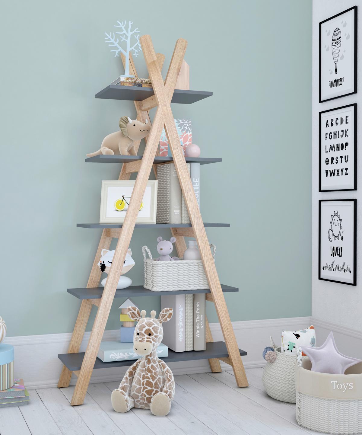 Regal Grau/Naturfarben - Naturfarben/Grau, Design, Holz/Holzwerkstoff (90/170/35cm) - Livetastic