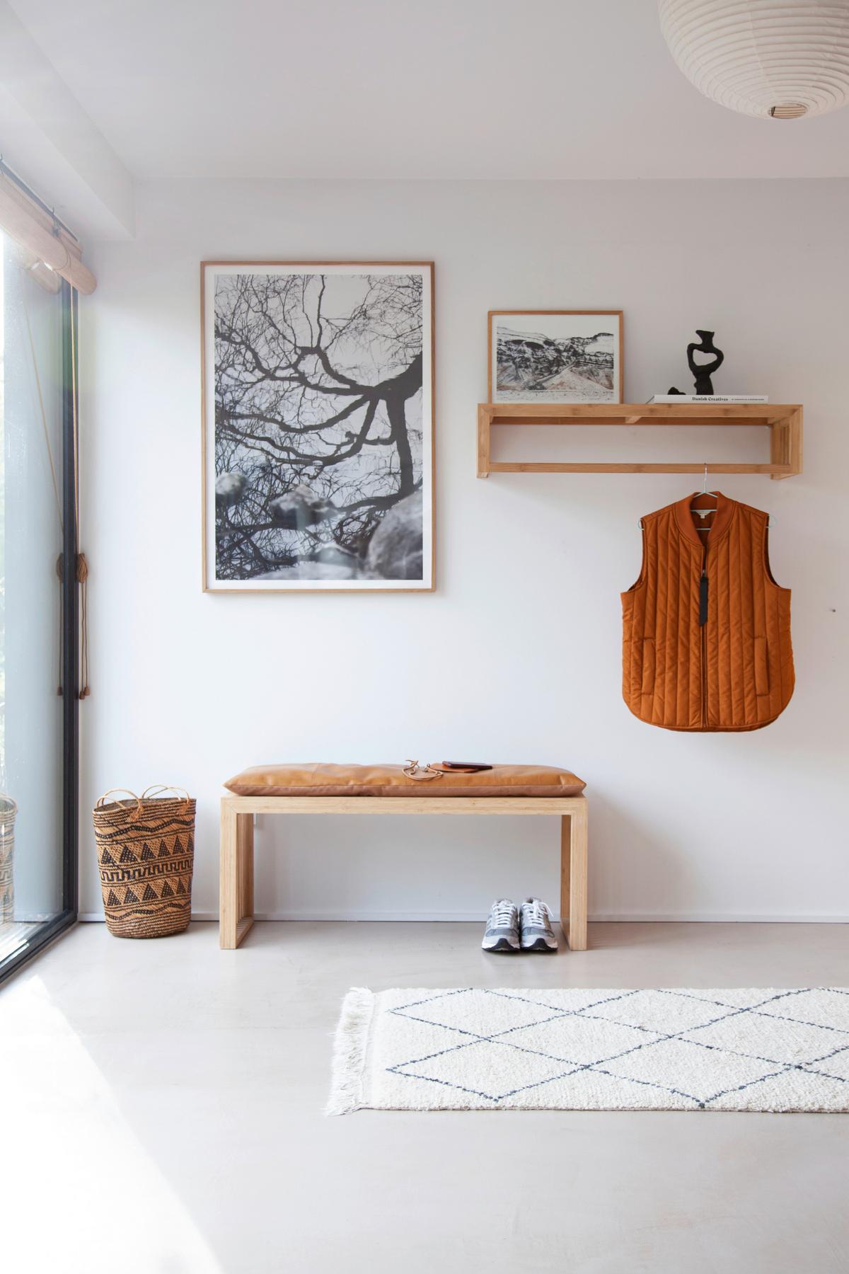 Garderobe Rib Multifunction - Naturfarben, Design, Holz (104/35/43cm) - Livetastic