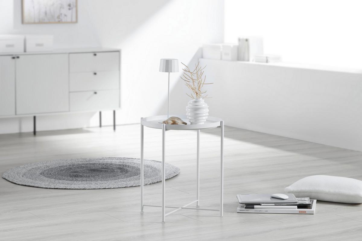 STOLIK BOCZNY TIM - biały, Basics, metal (47,5/47,5/53cm) - Carryhome