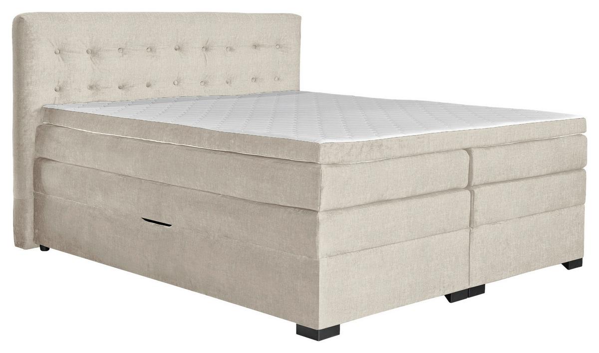 Boxspringbett Madeira in Creme ca. 200x200cm - Creme, KONVENTIONELL, Textil (200/200cm) - Premium Living