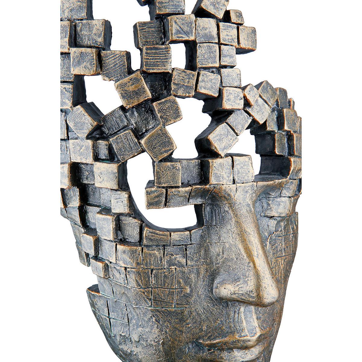 Skulptur Male Mask Bronzefarben - Bronzefarben, LIFESTYLE, Kunststoff (21,5/36/15cm)