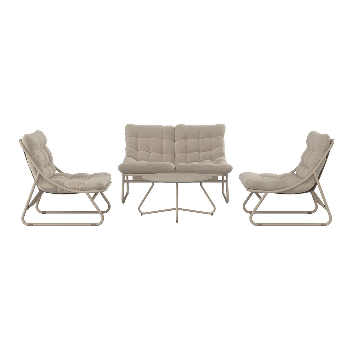 Gartenset Samba Beige, 4-teilig - Beige, MODERN, Glas/Textil (131/85,5/89cm) - Mömax
