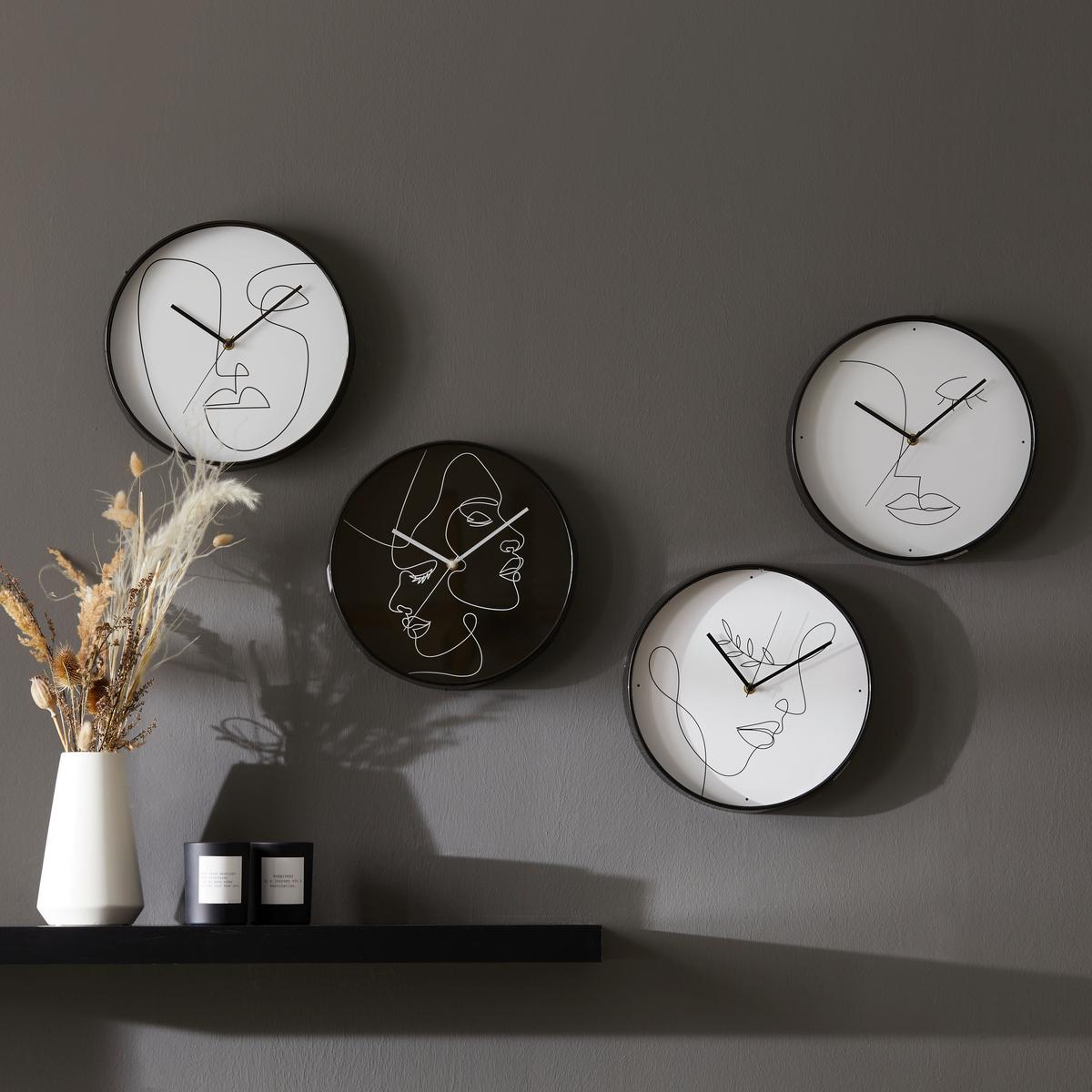 WANDUHR FACES - Schwarz/Weiß, MODERN, Kunststoff (30cm) - Modern Living