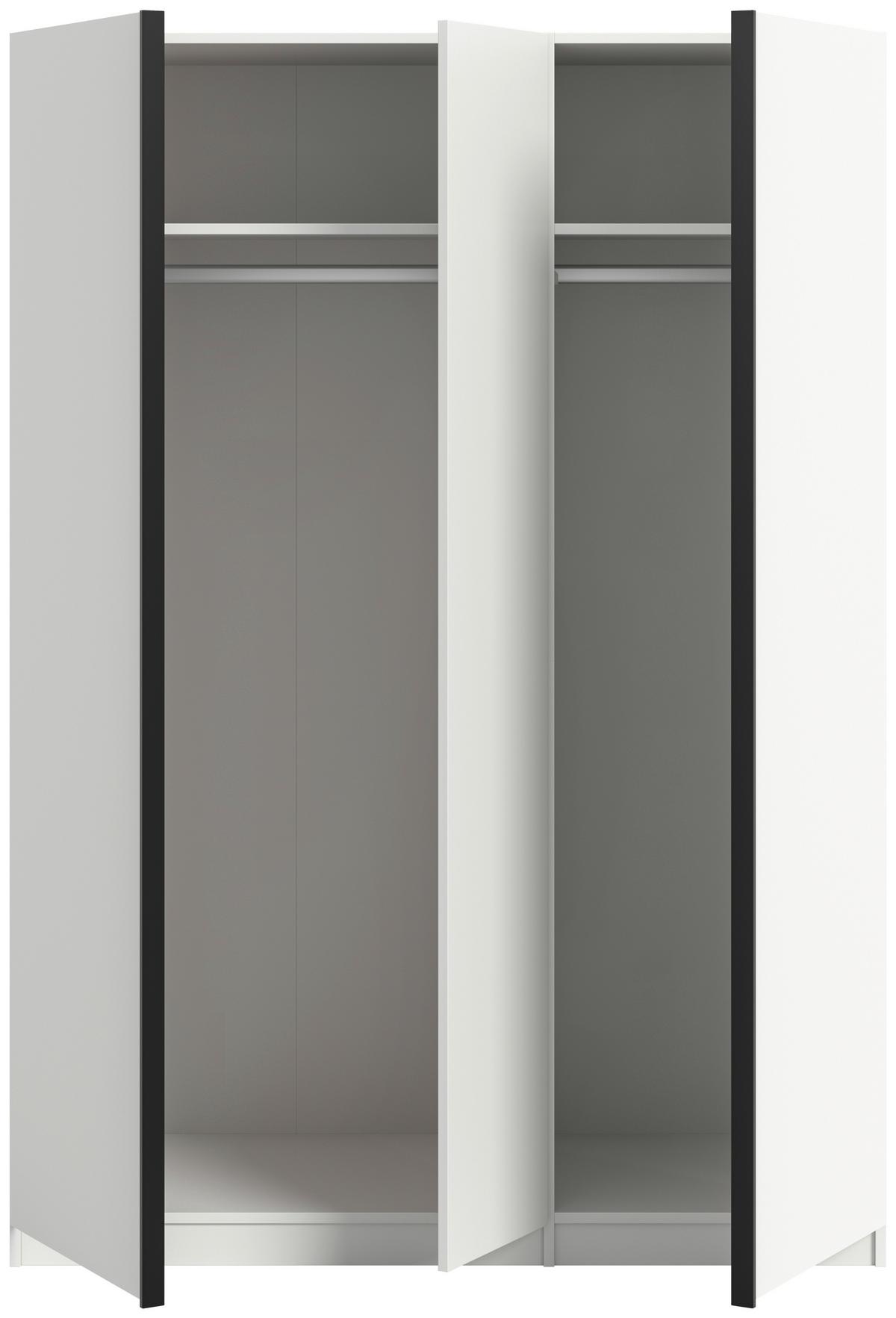 Omara S Klasičnimi Vrati Oakland, Bela - črna/bela, Moderno, leseni material (130/183/53cm) - MID.YOU