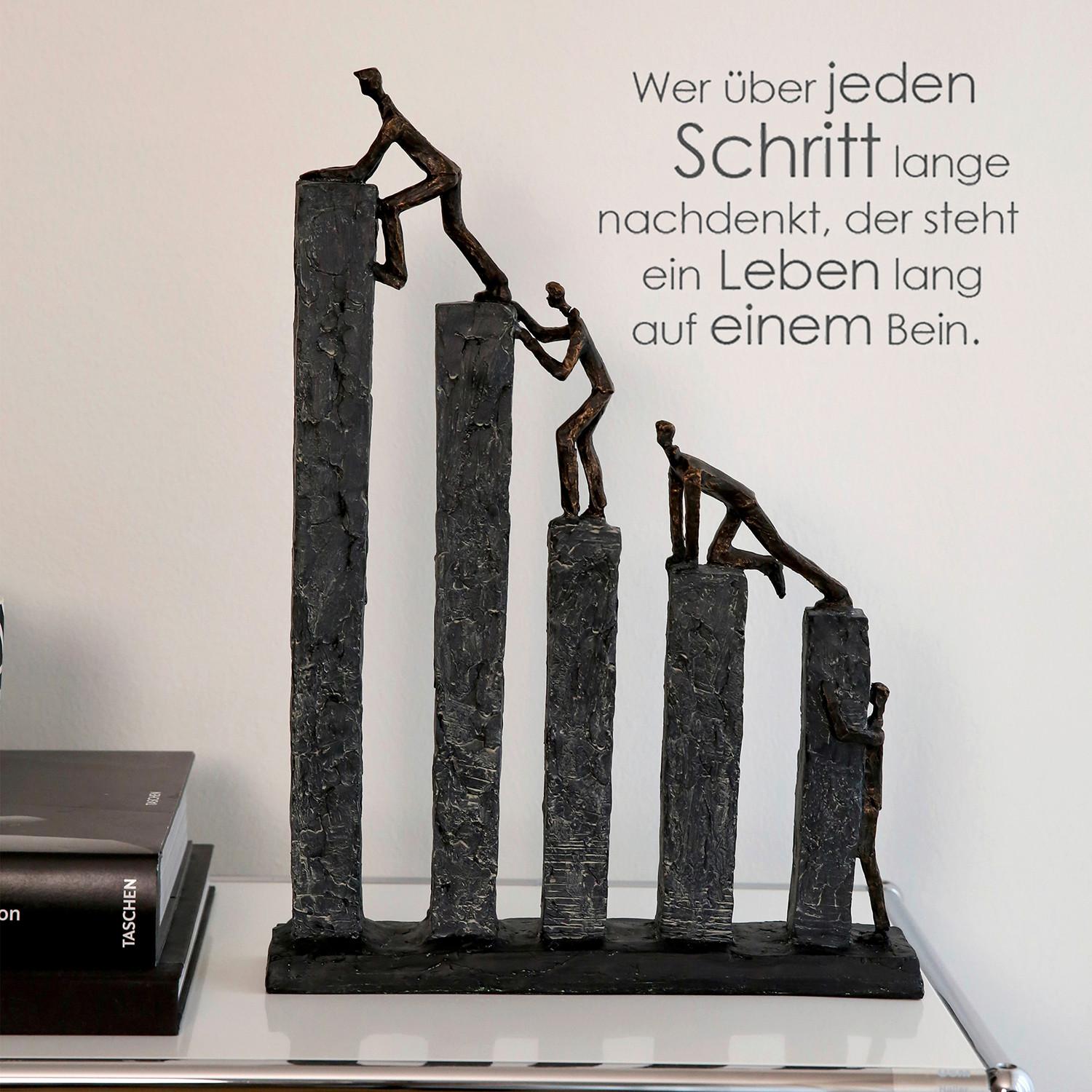Skulptur Grau/Bronzefarben - Bronzefarben/Grau, Basics, Kunststoff (31/43/7cm)