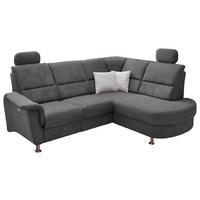 Wohnlandschaft Parole Anthrazit Mikrofaser - Chromfarben/Anthrazit, KONVENTIONELL, Textil/Metall (231/184cm) - Livetastic