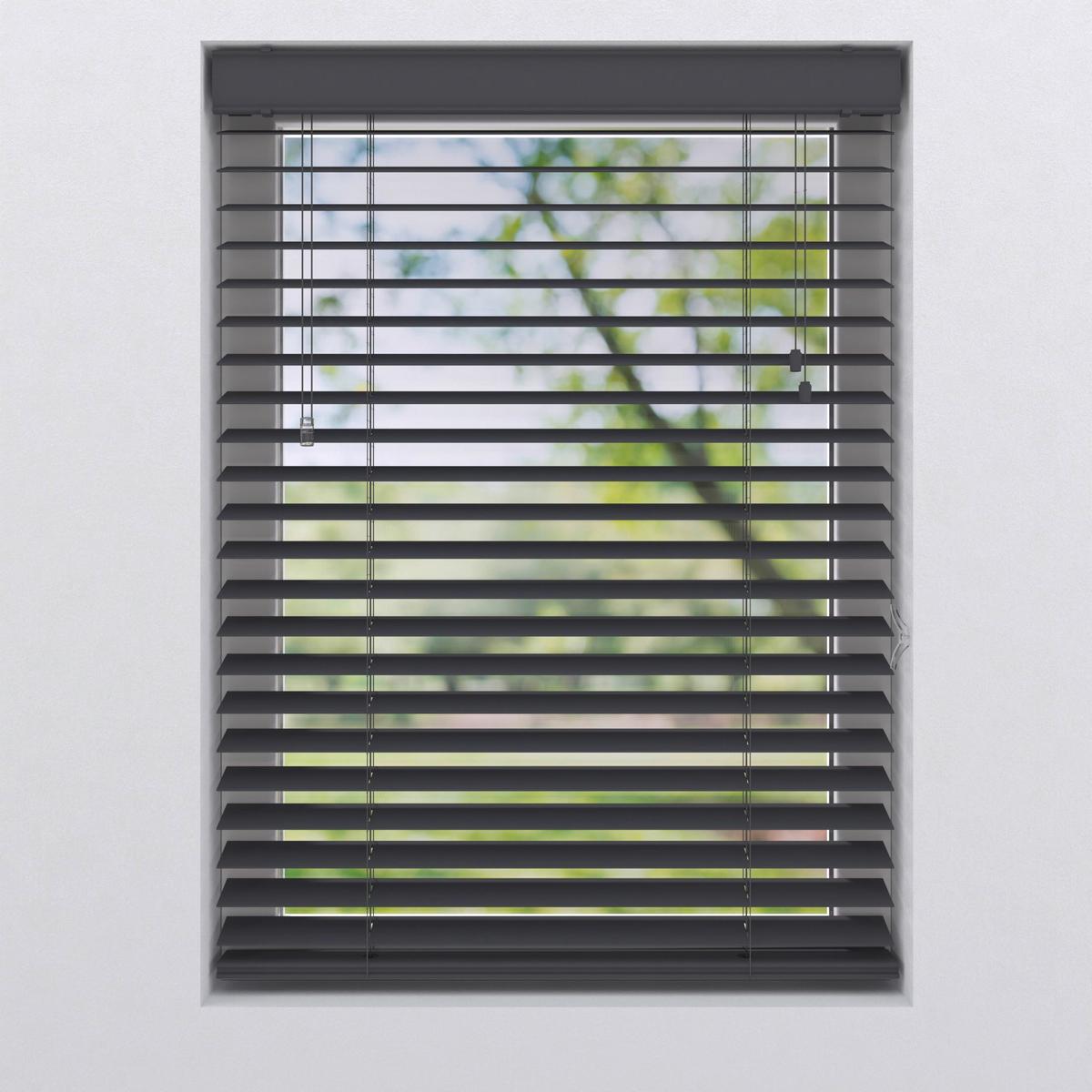 Jalousie PVC-JAL Holz 50mm Anthrazit ca. 150x175cm - Anthrazit, Design, Kunststoff (150/175cm)