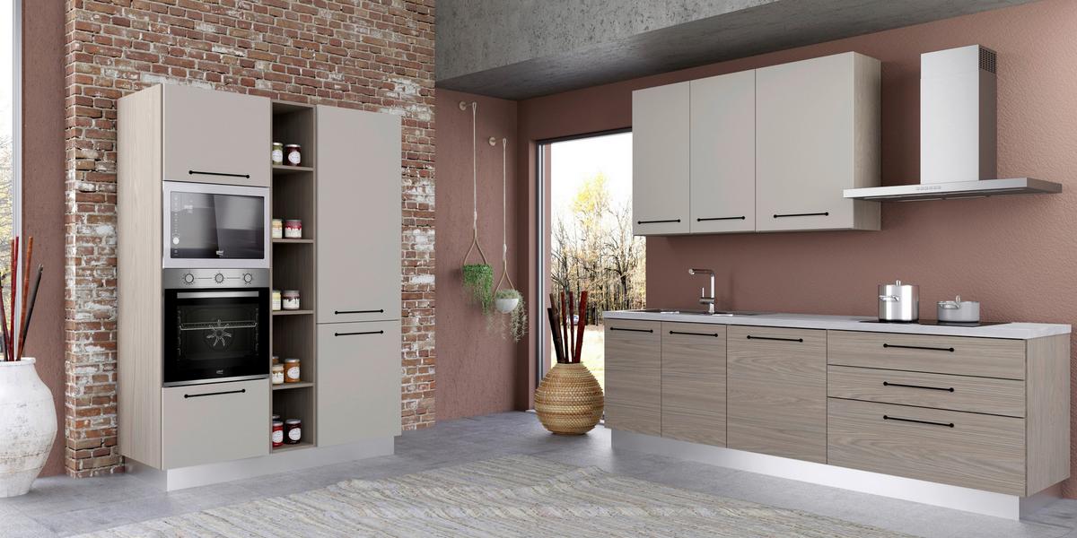 Blok Kuhinja S Aparatima Line 390 - siva/hrast sivi, Konvencionalno, drvo/metal (390/216-240/60cm) - Mömax