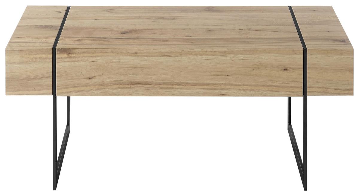 Klub Sto Paphos - boja hrasta/crna, Prirodno, metal/pločasti materijal (110/45/60cm) - Zandiara