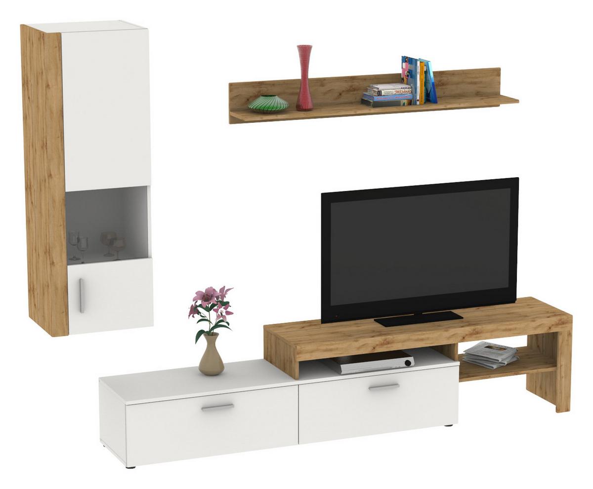 Regal Za Dnevni Boravak Iguan - bijela/crna, Moderno, plastika (250/190/40cm) - Best Price