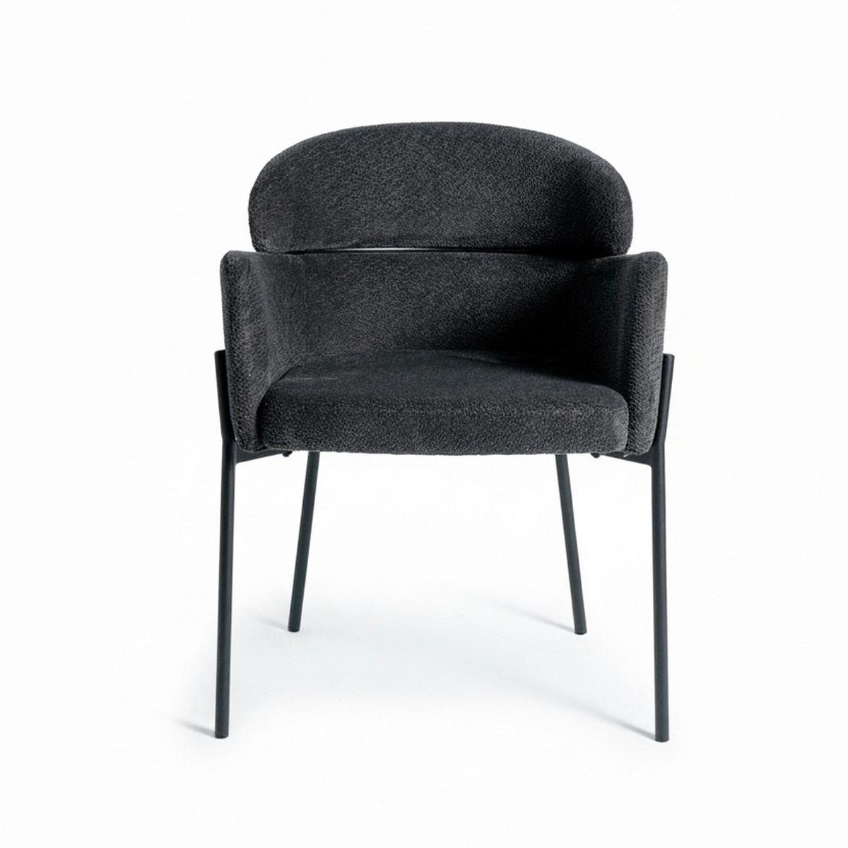 Armlehnstuhl Chloe Schwarz Webstoff Gepolstert - Schwarz, MODERN, Textil/Metall (62/79/59,5cm) - Bessagi Home