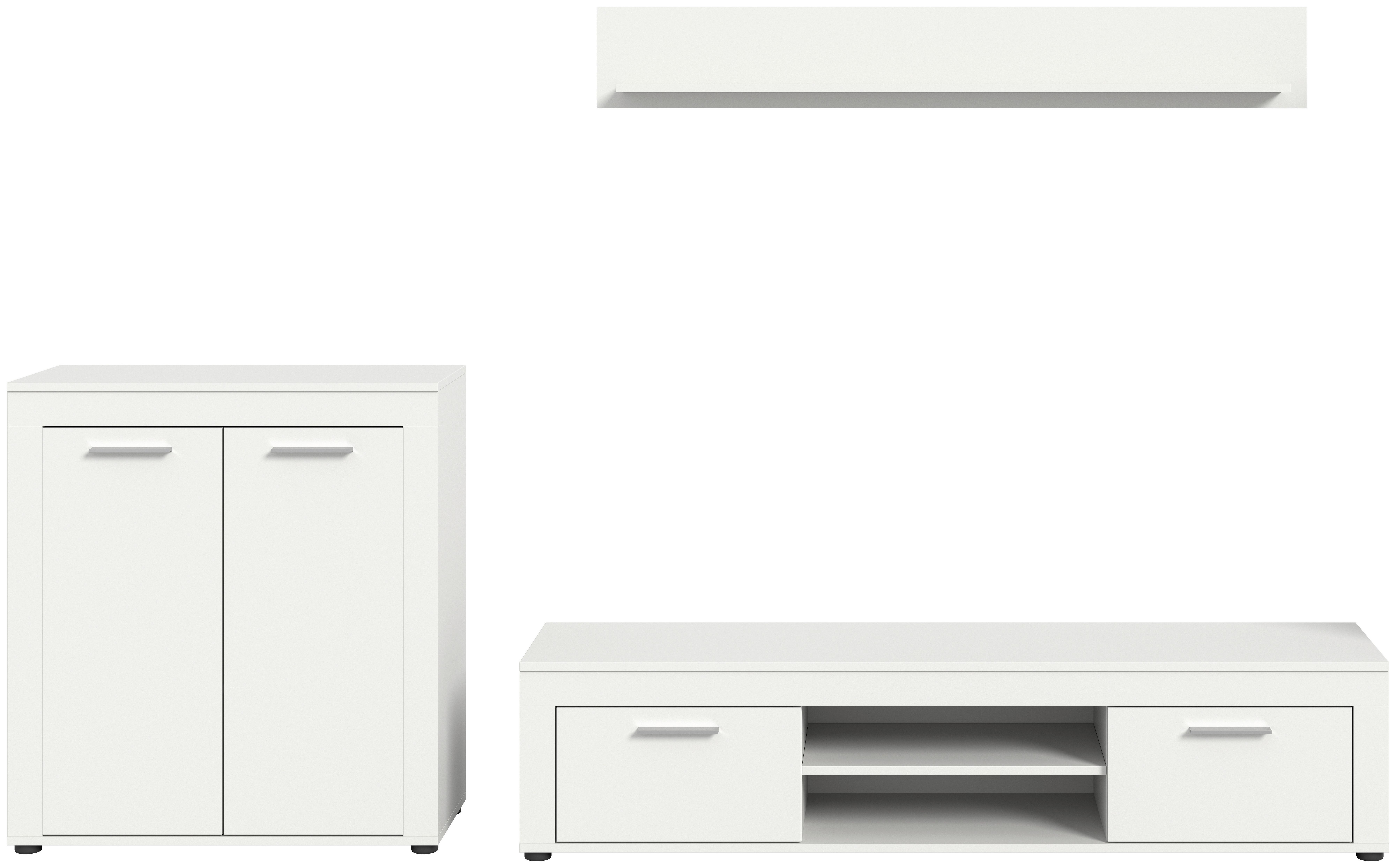 Ansamblu mobilier camera de zi JAM - alb, Design, material pe bază de lemn (255/159/35cm) - Modern Living