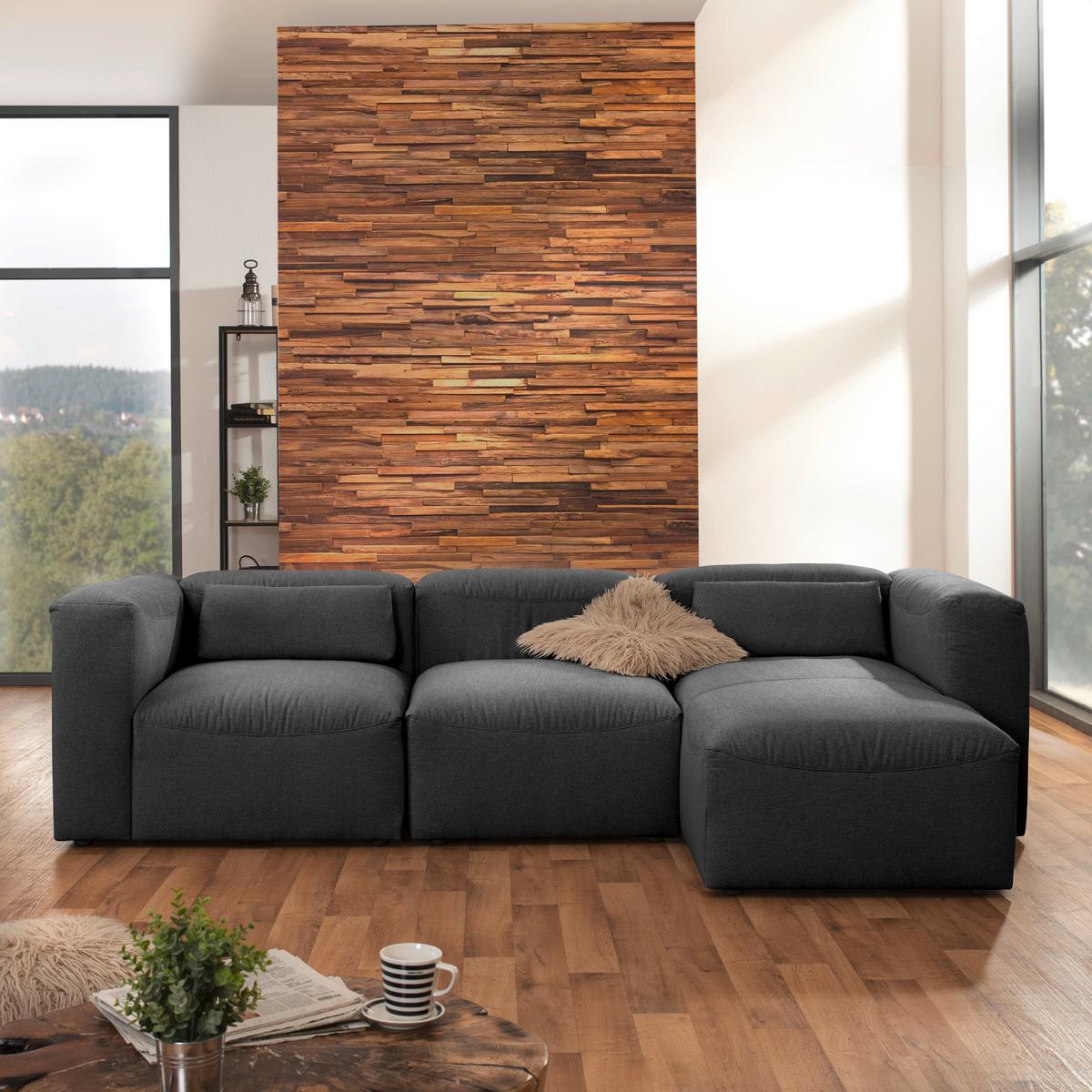 ECKSOFA LENA - Anthrazit, Design, Kunststoff/Textil (275/160cm) - Max Winzer