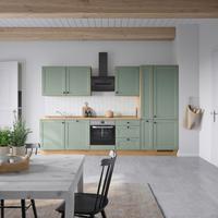 Küchenblock Cascada High m. Geräten Schilfgrün - Schilfgrün/Eichefarben, MODERN, Holzwerkstoff/Metall (330cm) - Nobilia