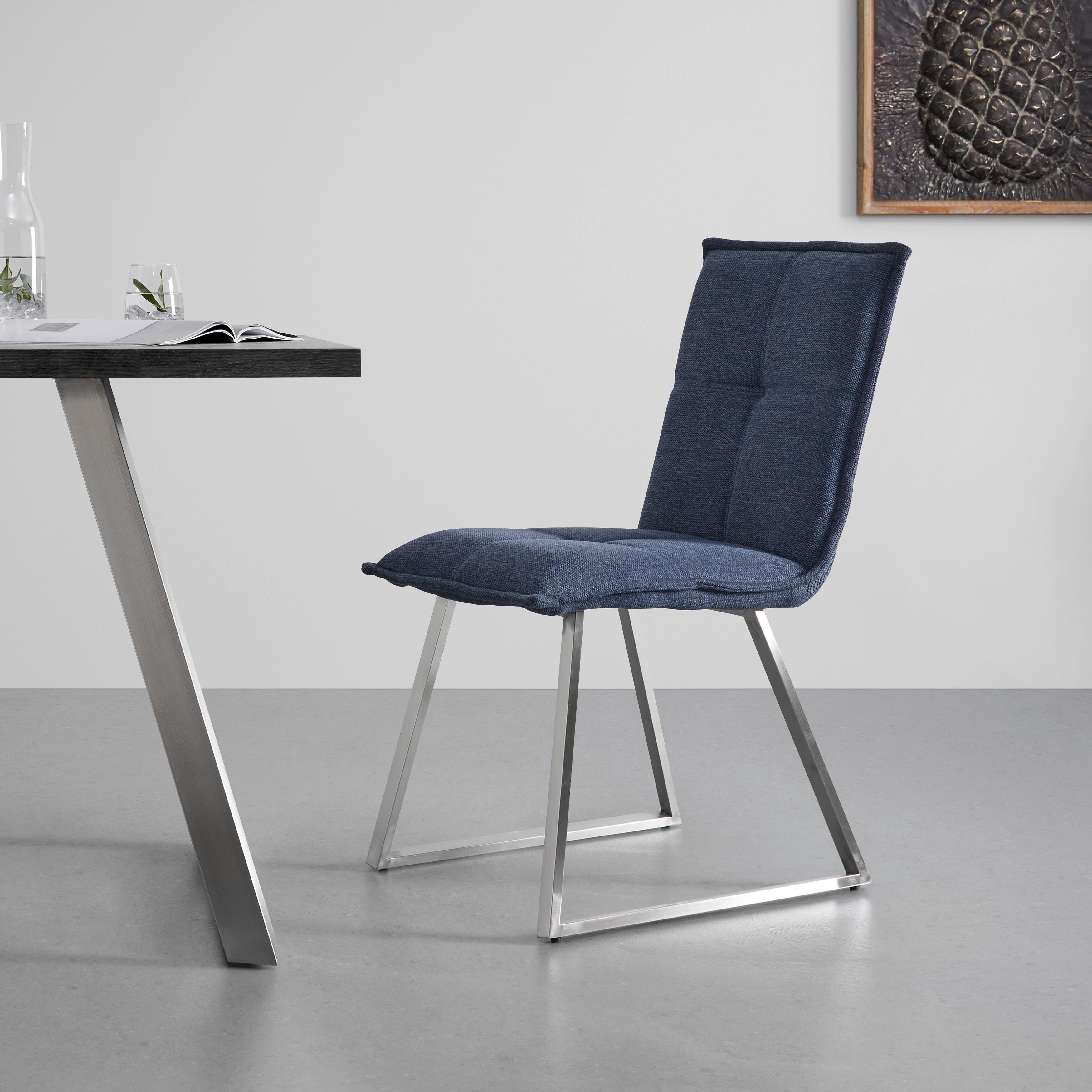 KRZESŁO EMILIO - kolor stalowy/niebieski, Modern, metal/drewno (46/85/55cm) - Bessagi Home