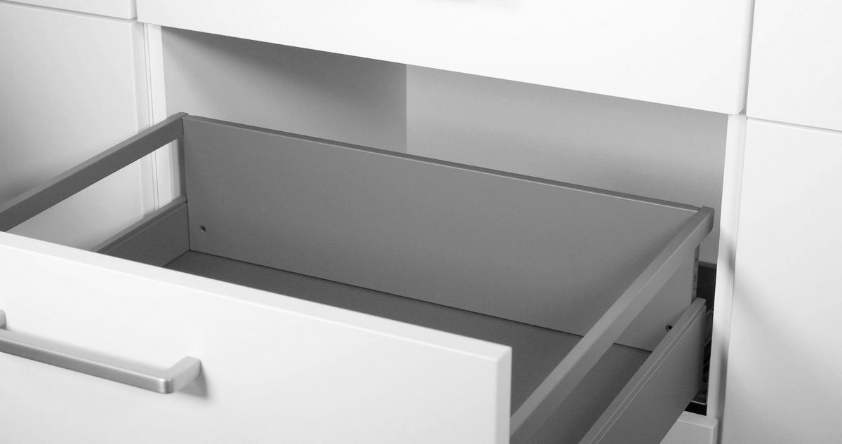 Küchenleerblock Touch High o. Geräte Weiß - Edelstahlfarben/Weiß, MODERN, Holzwerkstoff/Metall (360cm) - Nobilia