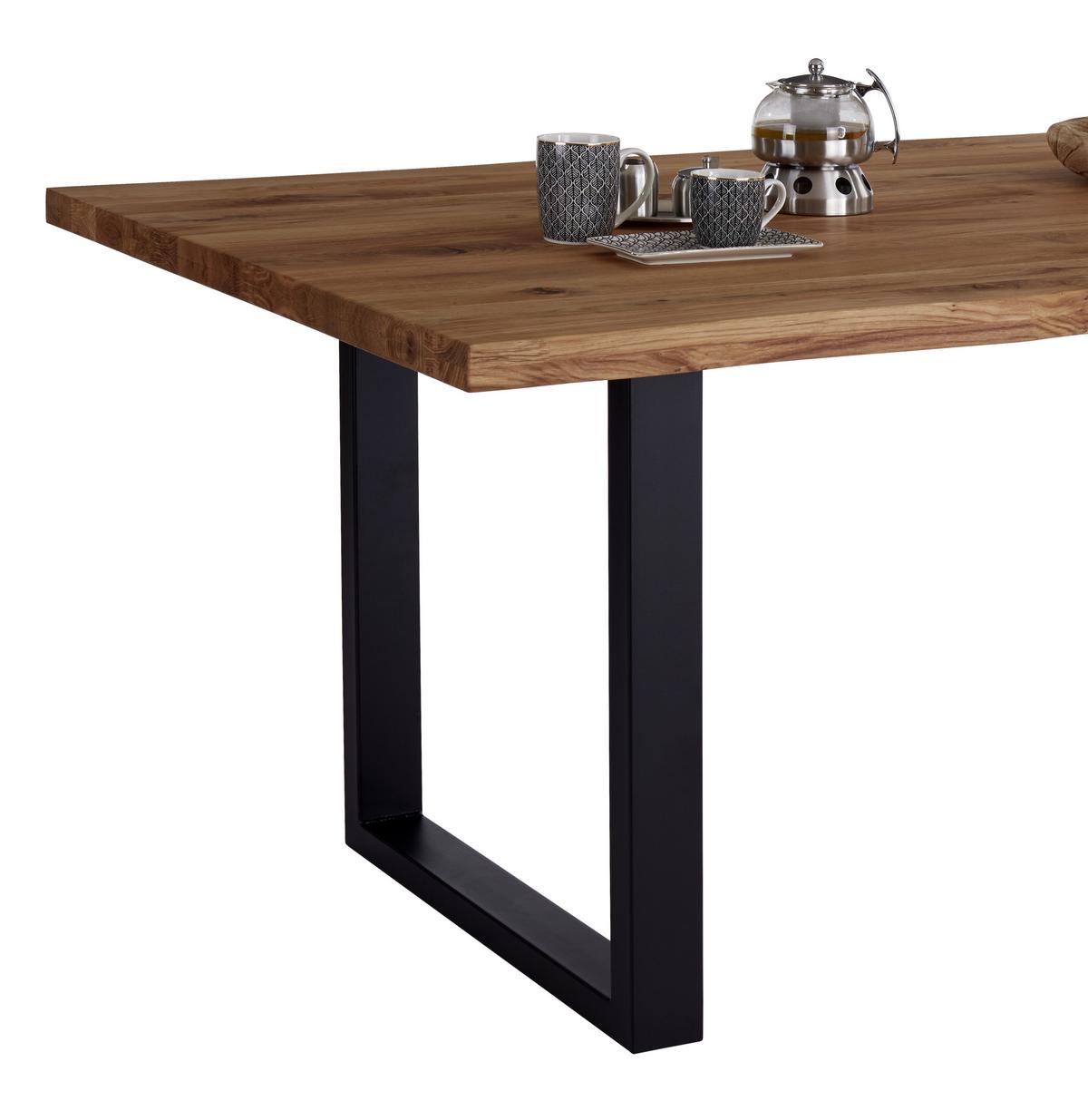 Masă sufragerie Rockford - culoare lemn stejar/negru, Modern, lemn/metal (200/77/100cm)