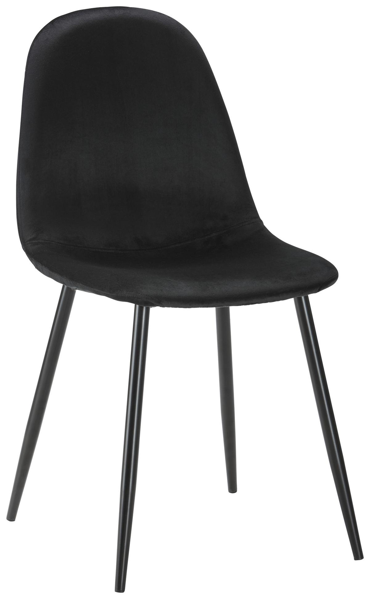 Stuhl Lio Schwarz Samt Gepolstert - Schwarz, MODERN, Holz/Textil (43/86/55cm) - Bessagi Home