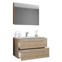 Kopalnica Badinos, Hrast - bela/barve aluminija, Moderno, kovina/leseni material (80cm) - MID.YOU