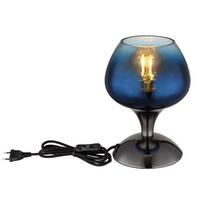 Stolna Svjetiljka Plavo , Crna Boja - crni krom/prozirno, Trend, staklo/metal (15/20,5cm) - Globo