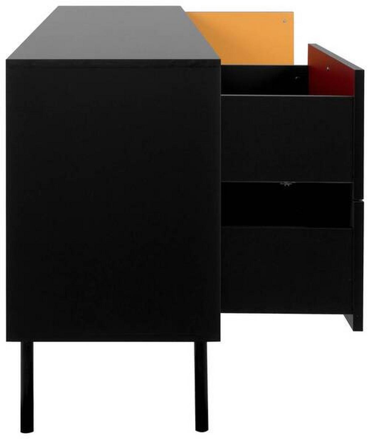 Tv-szekrény Lucca - fekete/többszínű, Design, faalapú anyag/fém (184,5/70/40cm) - MID.YOU