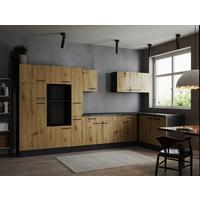 Kotna Kuhinja Brez Aparatov Oliver, 370x172cm - črna/siva, Design, kovina/leseni material (370/172cm) - Respekta