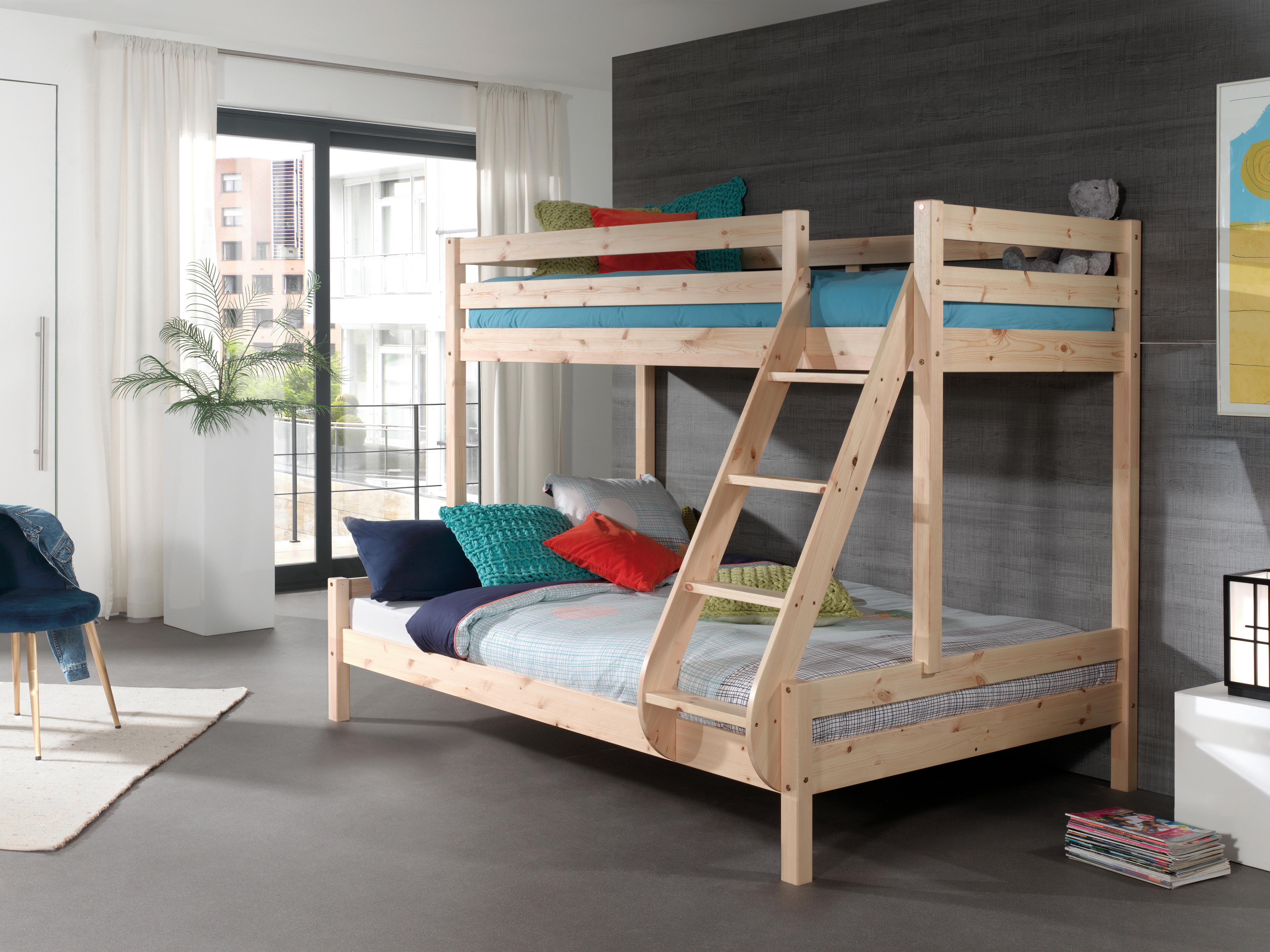 Etagenbett MARTIN Naturfarben ca. 90/140x200 cm Echtholz - Naturfarben/Kieferfarben, MODERN, Holz (90/140/200cm) - Vipack