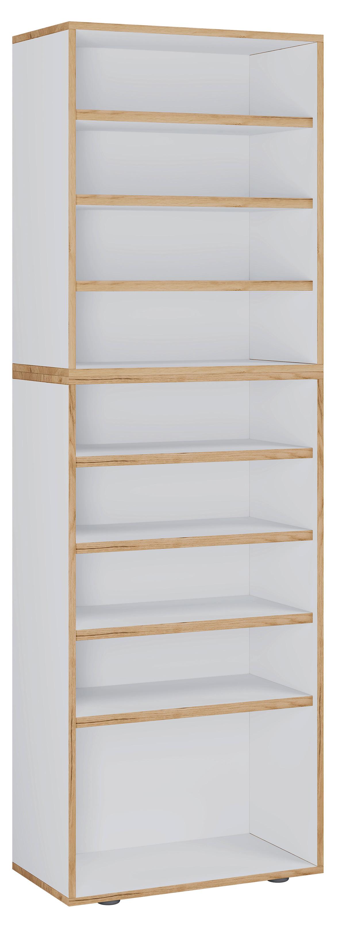 Regal Za Čevlje Salia, Bela, Barva Hrasta - črna/bela, Design, umetna masa/leseni material (60/183/33cm) - MID.YOU