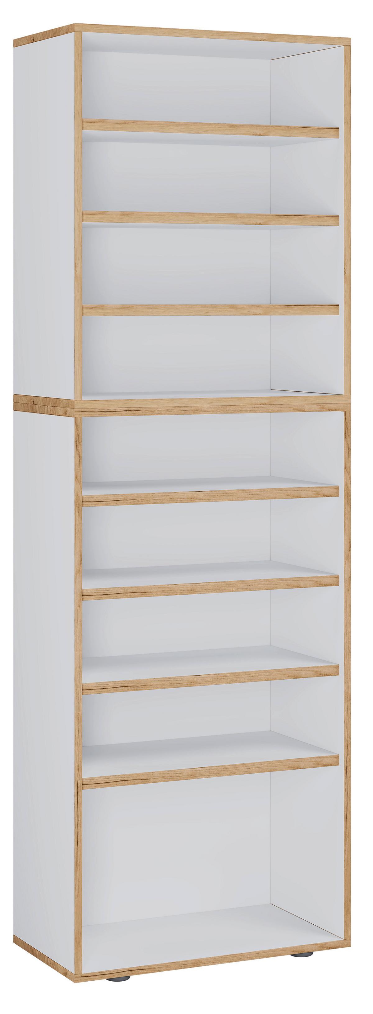 Regal Za Čevlje Salia, Bela, Barva Hrasta - črna/bela, Design, umetna masa/leseni material (60/183/33cm) - MID.YOU