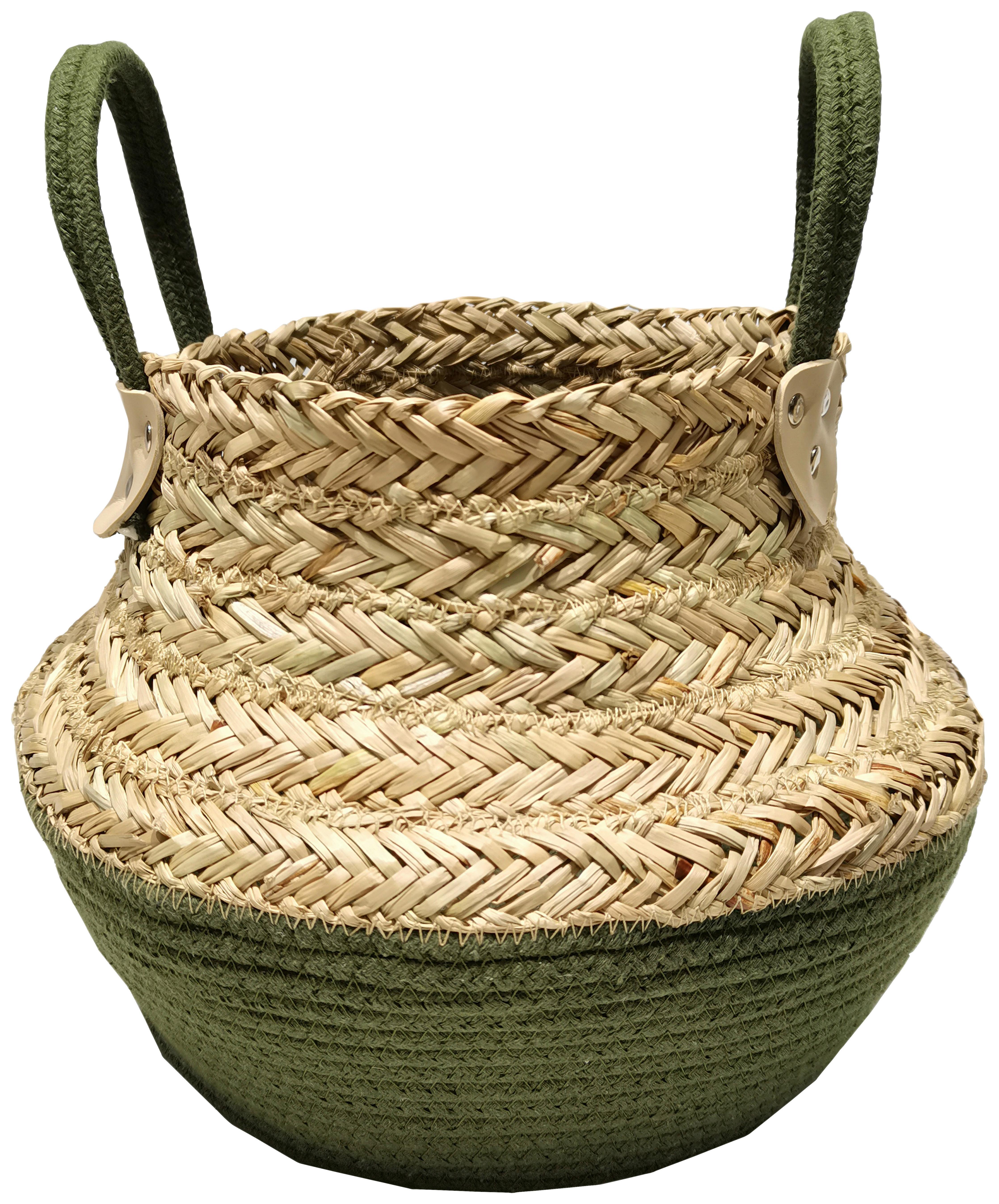 Kosár Oliver - olívazöld/natúr, Lifestyle, természetes anyagok (32/28cm) - Zandiara