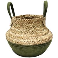 Kosár Oliver - olívazöld/natúr színű, Lifestyle, természetes anyagok (32/28cm) - Zandiara