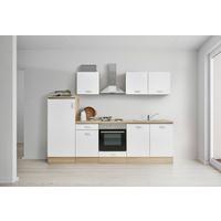Küchenblock Economy mit Geräte Weiß/Eiche ca. B: 270 cm - Eichefarben/Weiß, Basics, Holzwerkstoff (270cm) - Respekta