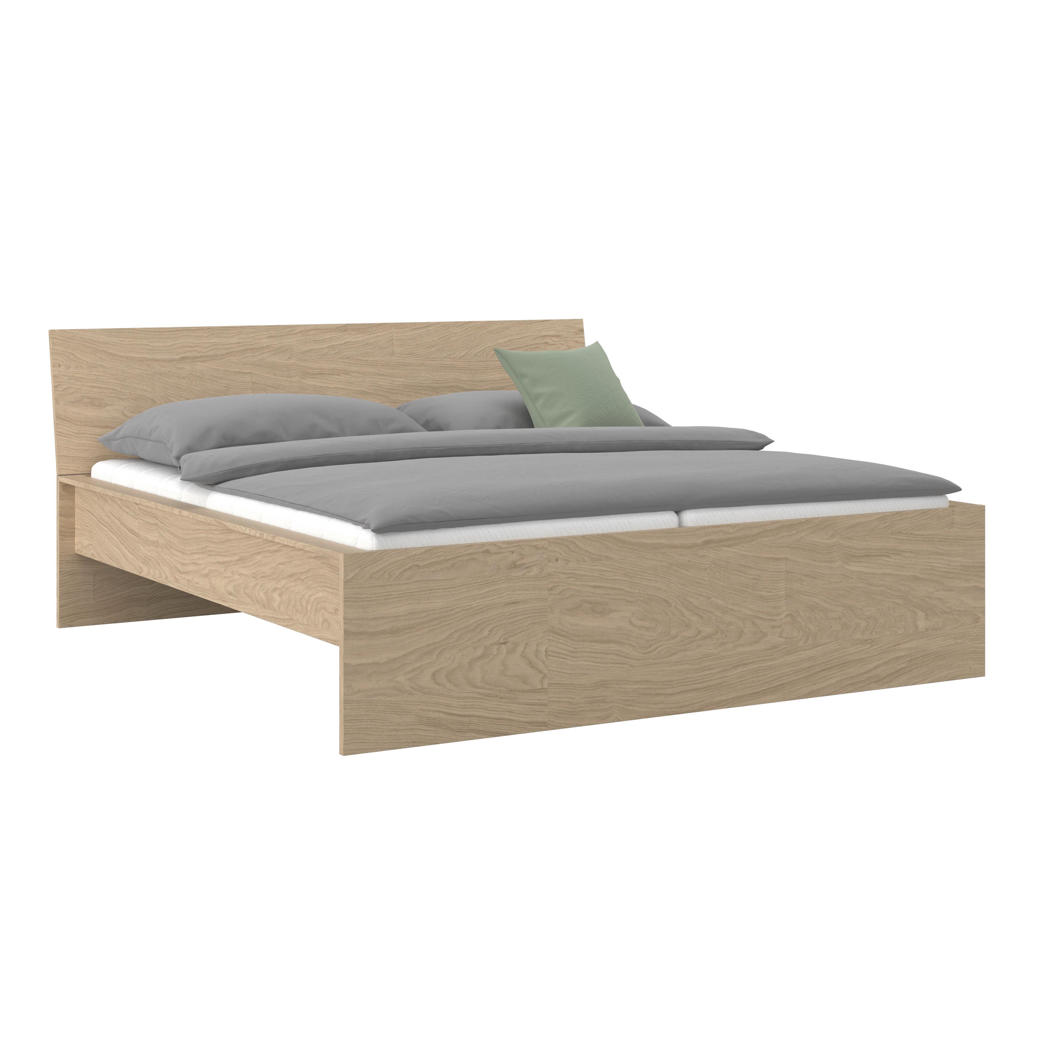 Bett Unit 160 Eichefarben ca. 160x200cm - Eichefarben, KONVENTIONELL, Holzwerkstoff (160/200cm) - Based