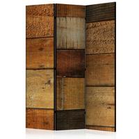 Paravan Wooden Patterns, 3-Delni, Dvostranski - barve konjaka/rjava, Basics, tekstil/les (135/172/3cm) - artgeist