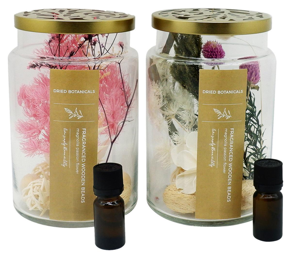 Potpourri Üvegben Fiore - pink/rózsaszín, Romantik / Landhaus, Üveg/természetes anyagok (11,3/17,5cm) - Modern Living