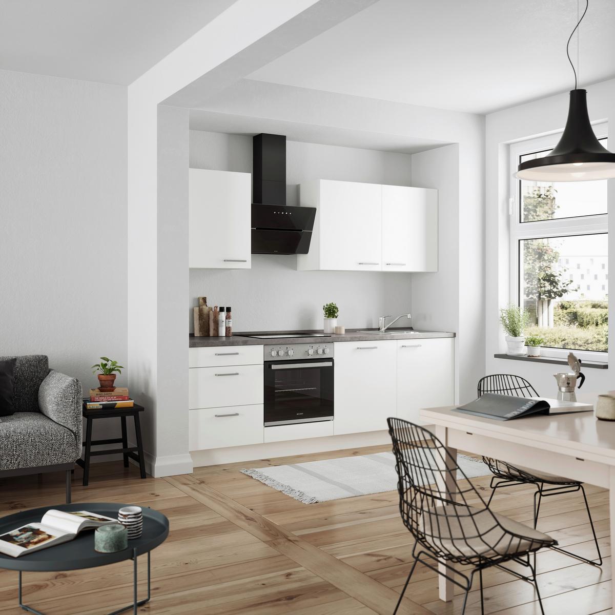 Küchenleerblock Touch High o. Geräte Weiß - Edelstahlfarben/Weiß, MODERN, Holzwerkstoff/Metall (240cm) - Nobilia