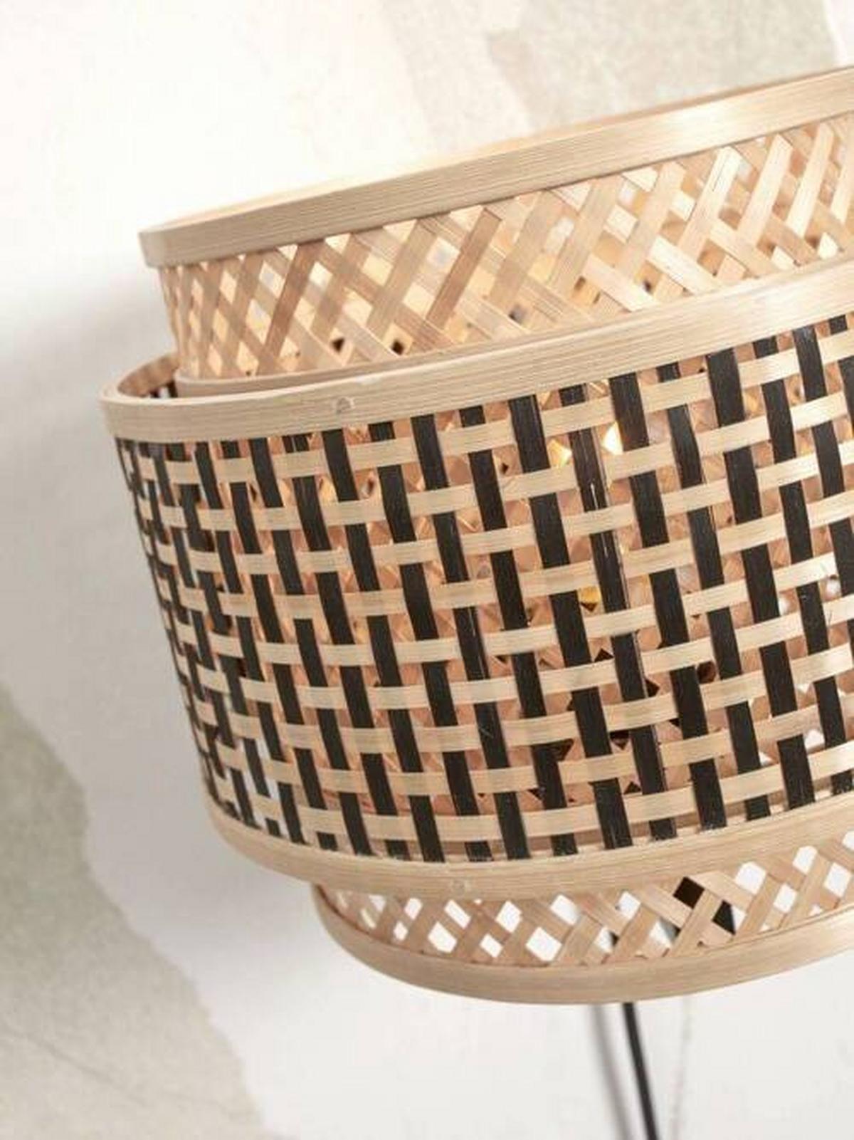 Stenska Svetilka Bhutan, Črna, Bambus - črna/naravne barve, Trend, les (25/29/25cm) - Good & Mojo