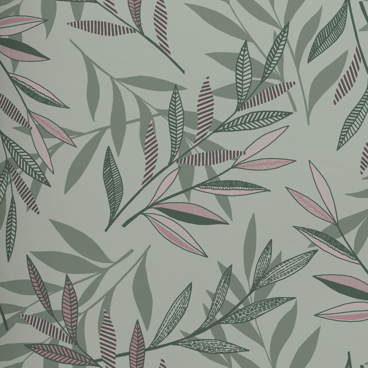 Bettwäsche Stitched Leaves Grün/Mauve ca. 140x200cm - Mauve/Grün, Textil (140/200cm) - Modern Living