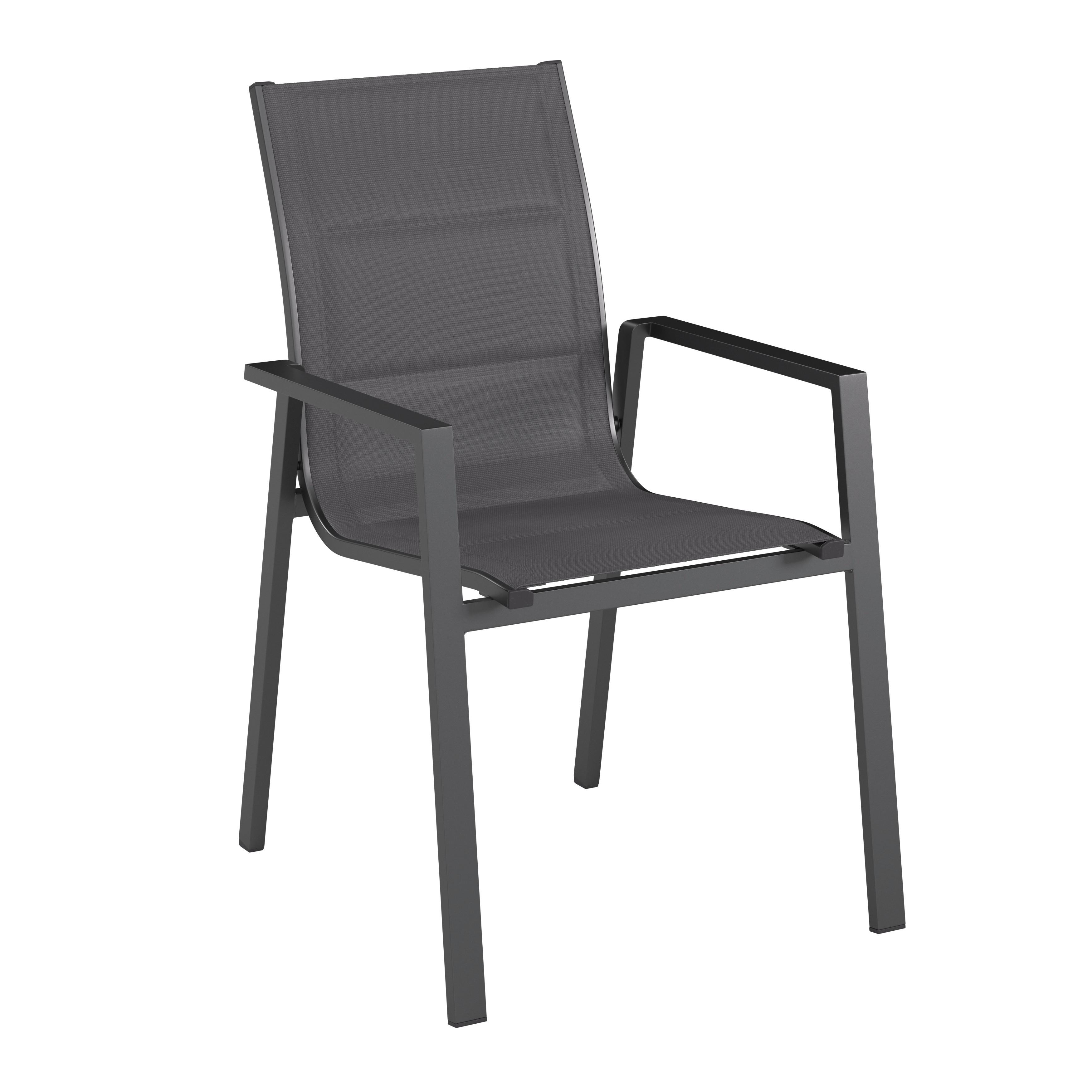Gartenstuhl Anzio 1 Anthrazit Aluminium - Anthrazit, Basics, Textil/Metall (56/91/66cm) - Mömax