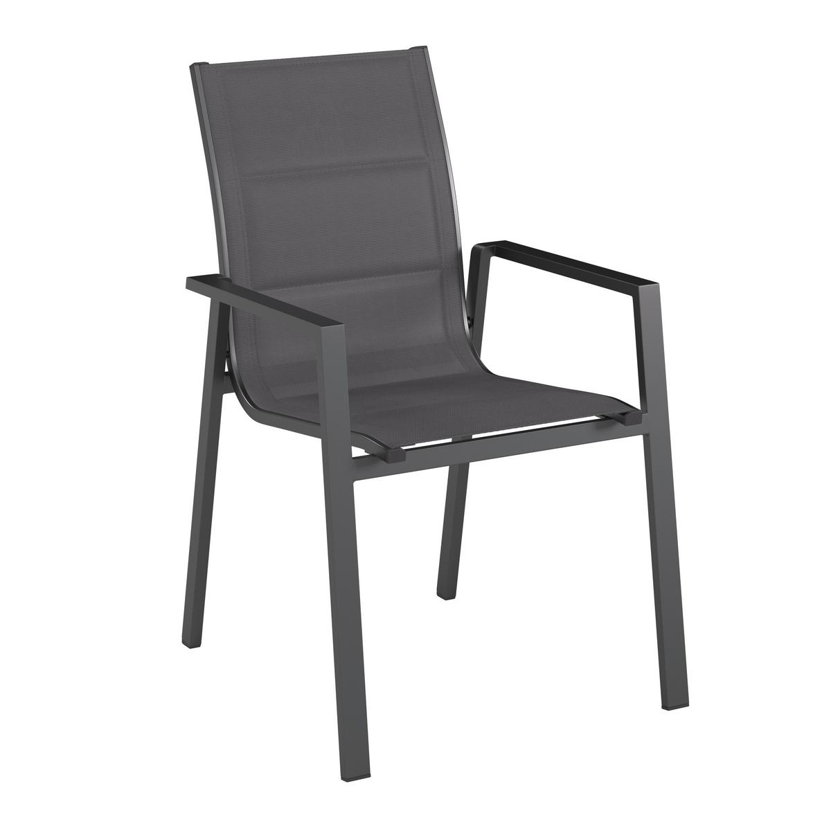 KRZESŁO OGRODOWE ANZIO 1 - antracytowy, Basics, metal/tkanina (56/91/66cm) - Mömax