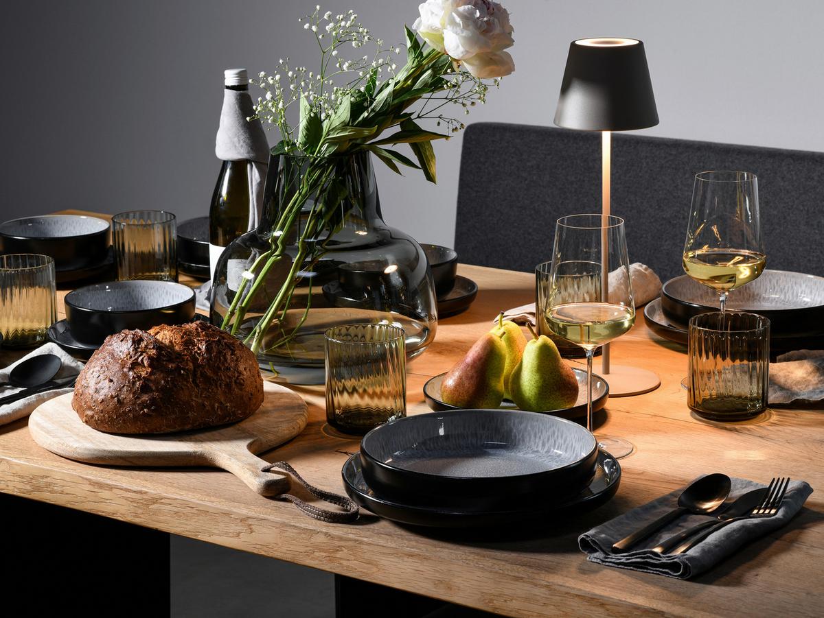 Kombinirani Servis Nordic Fjord Frost, 16-Delni - črna/svetlo siva, Basics, keramika - Creatable