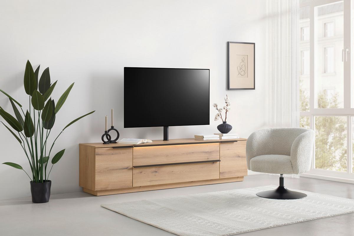 TV-Element Neo Eichefarben ca. 210x53x40cm - Eichefarben/Schwarz, MODERN, Holzwerkstoff/Kunststoff (210/53/40cm) - Based