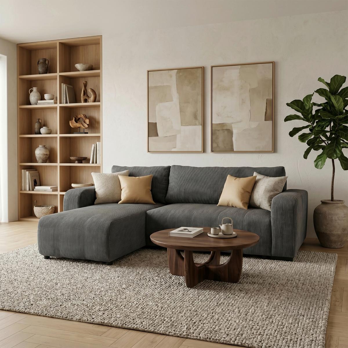 Ugaona Garnitura Marseille - crna/antracit, Trendi, drvo/metal (155/240cm)