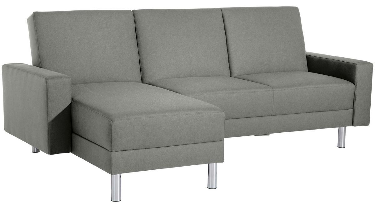ECKSCHLAFSOFA JUST FASHION - Chromfarben/Hellgrau, KONVENTIONELL, Textil/Metall (152/230cm) - Max Winzer