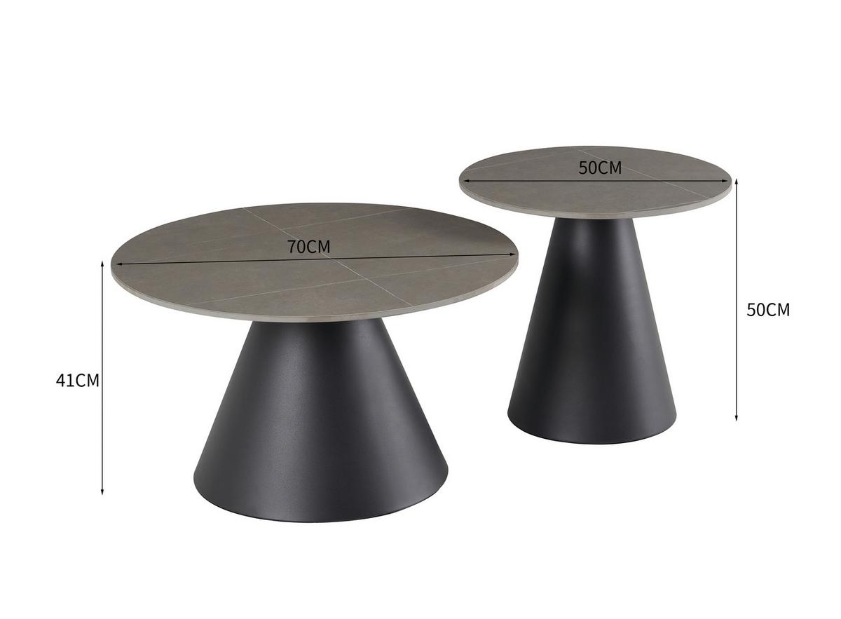 Stolić Preston - siva/crna, Moderno, kamen/metal (70/50/70/50/40/46cm) - Modern Living