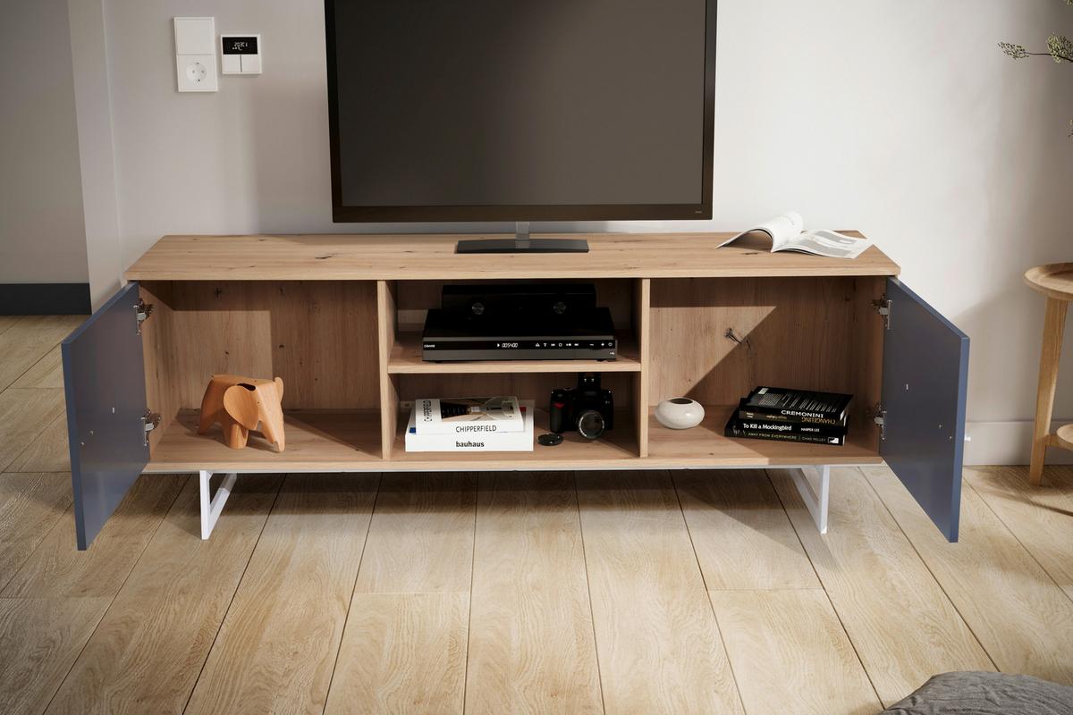Nizka Omarica Wl6.824 - srebrne barve/siva, Design, kovina/leseni material (150/55/40cm) - Livetastic