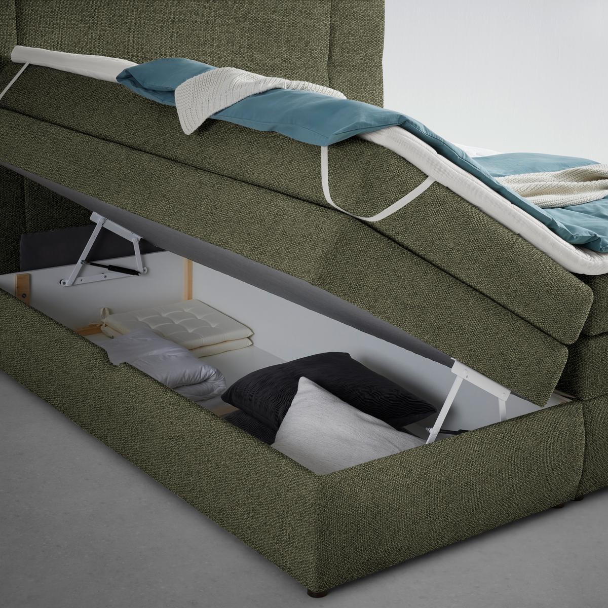 Boxspringbett Palace Olivgrün ca. 180x200cm - Olivgrün, KONVENTIONELL, Kunststoff/Textil (180/200cm) - Premium Living