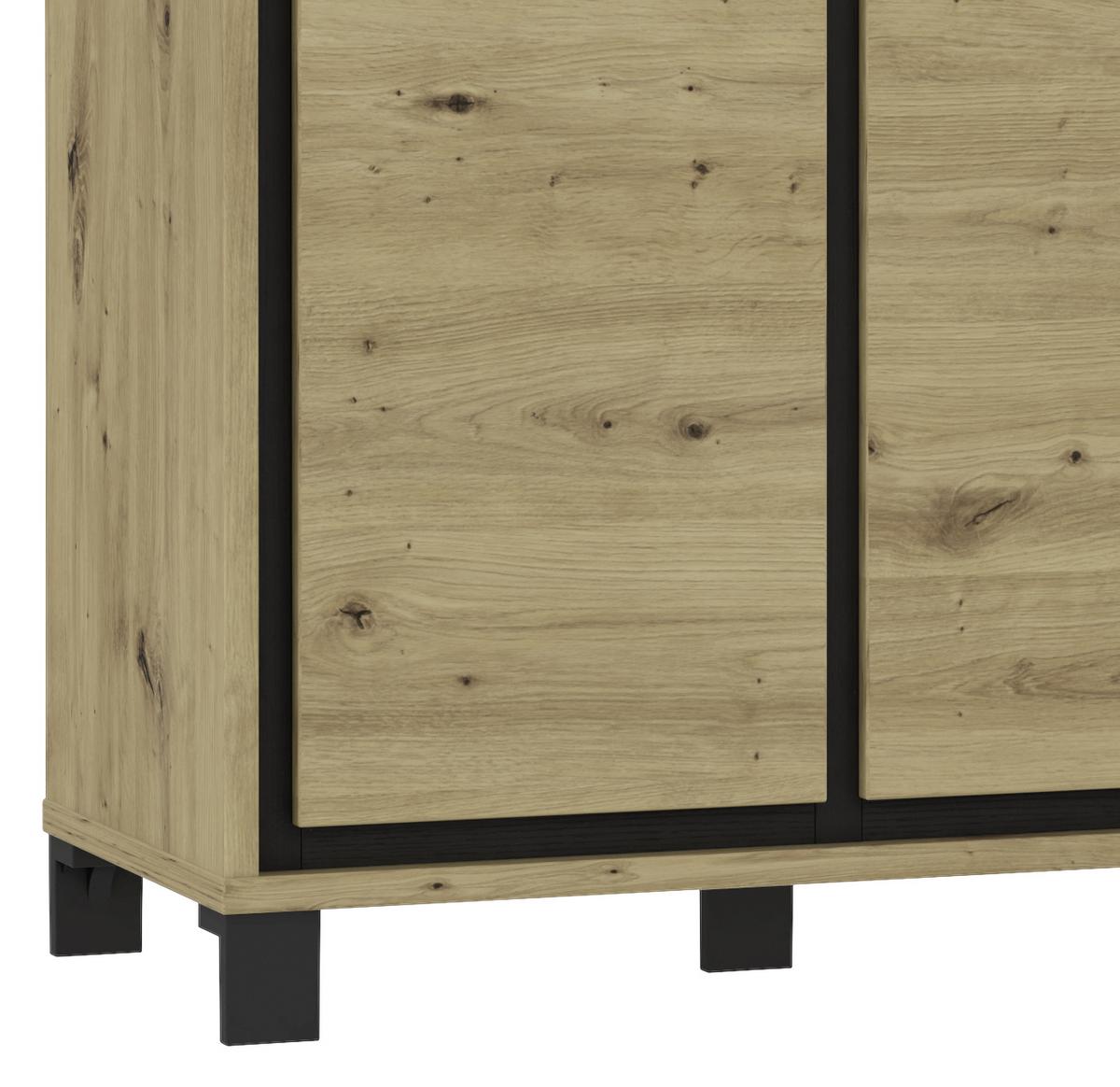 Kommode "Trondheim" , Schwarz, Eiche - Eichefarben/Schwarz, MODERN, Holzwerkstoff/Kunststoff (91,4/91,2/41,5cm) - MID.YOU