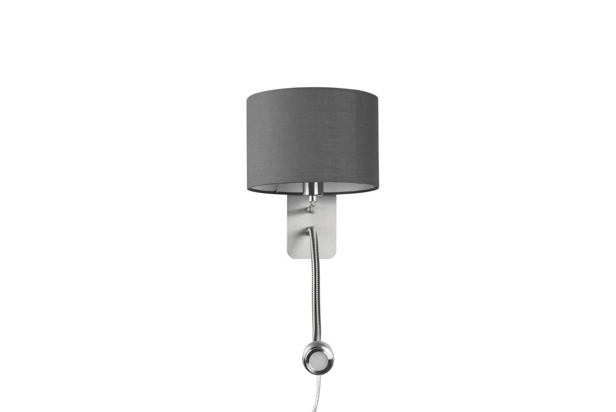 Wandleuchte Hotel in Grau/Nickel max. 3,1 Watt - Grau/Nickelfarben, Design, Textil/Metall (20/23cm) - Trio Leuchten