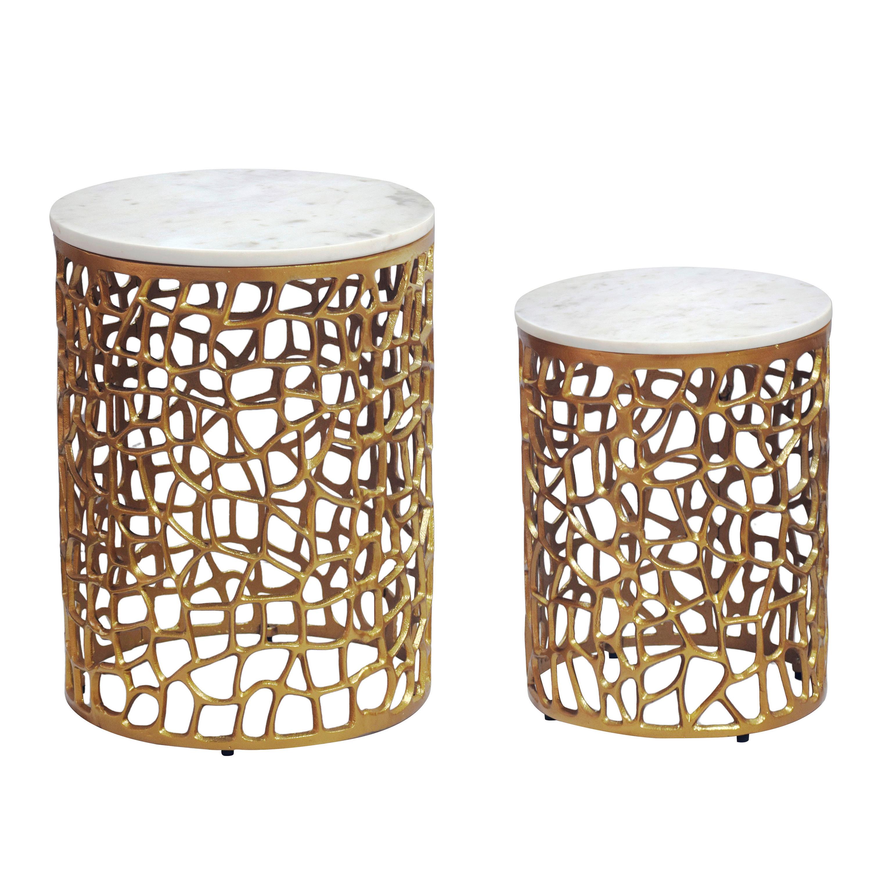 Satztisch Wl7.657 - Goldfarben, Design, Stein/Metall (39/39/52,5cm) - Livetastic